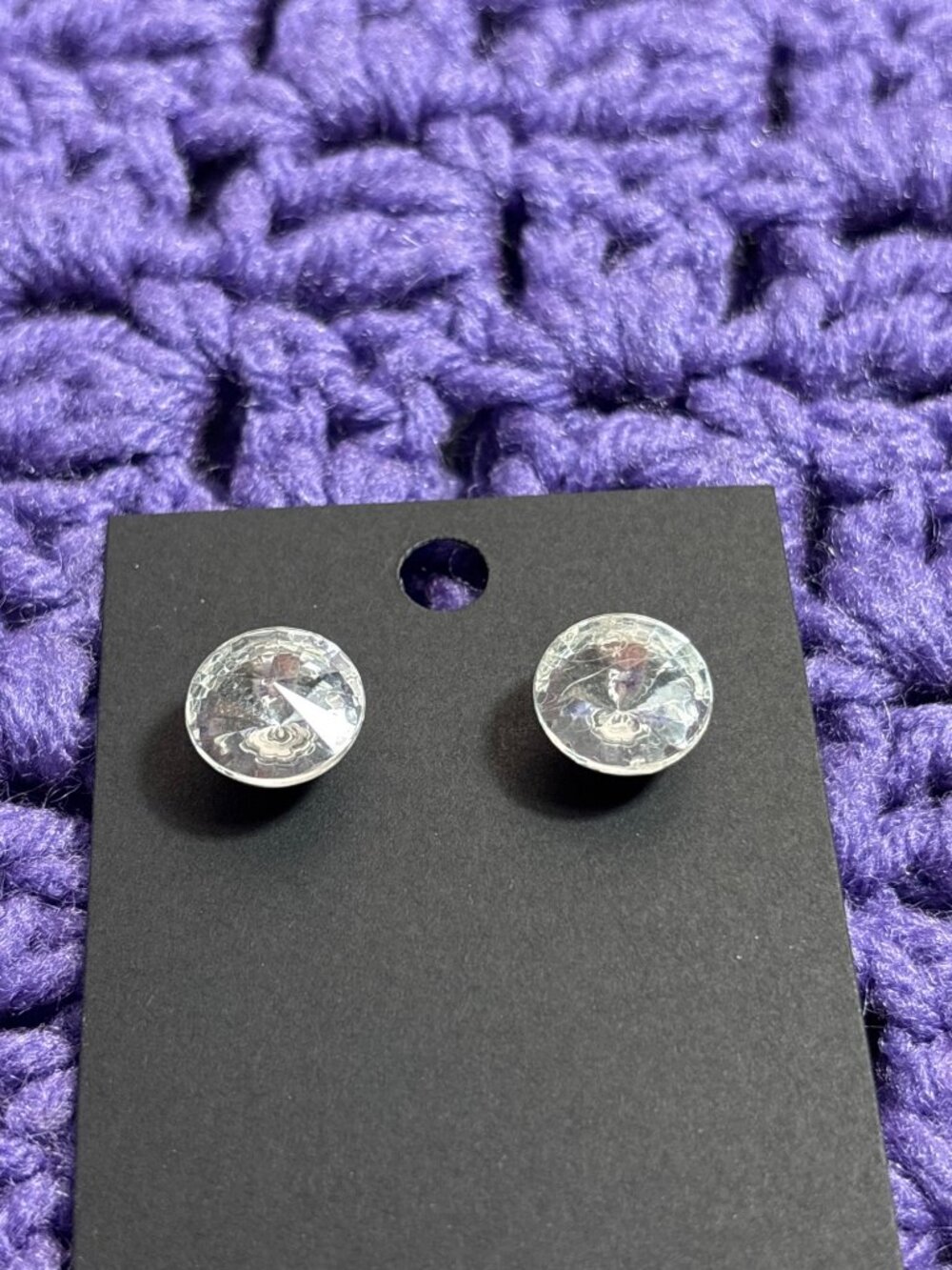 Round Clear Rhinestone Stud Earrings 0.5 inch